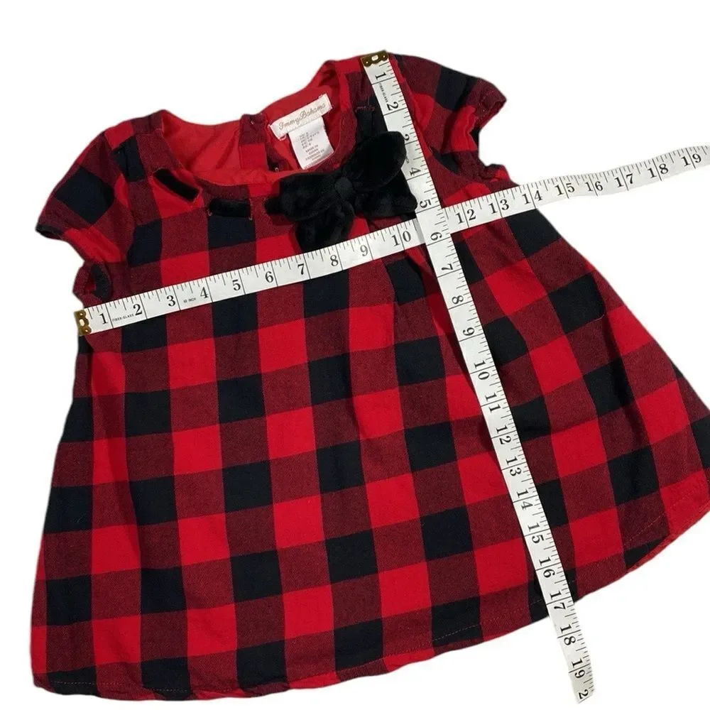 TOMMY BAHAMA Flannel Buffalo Check Velvet Bow Dress